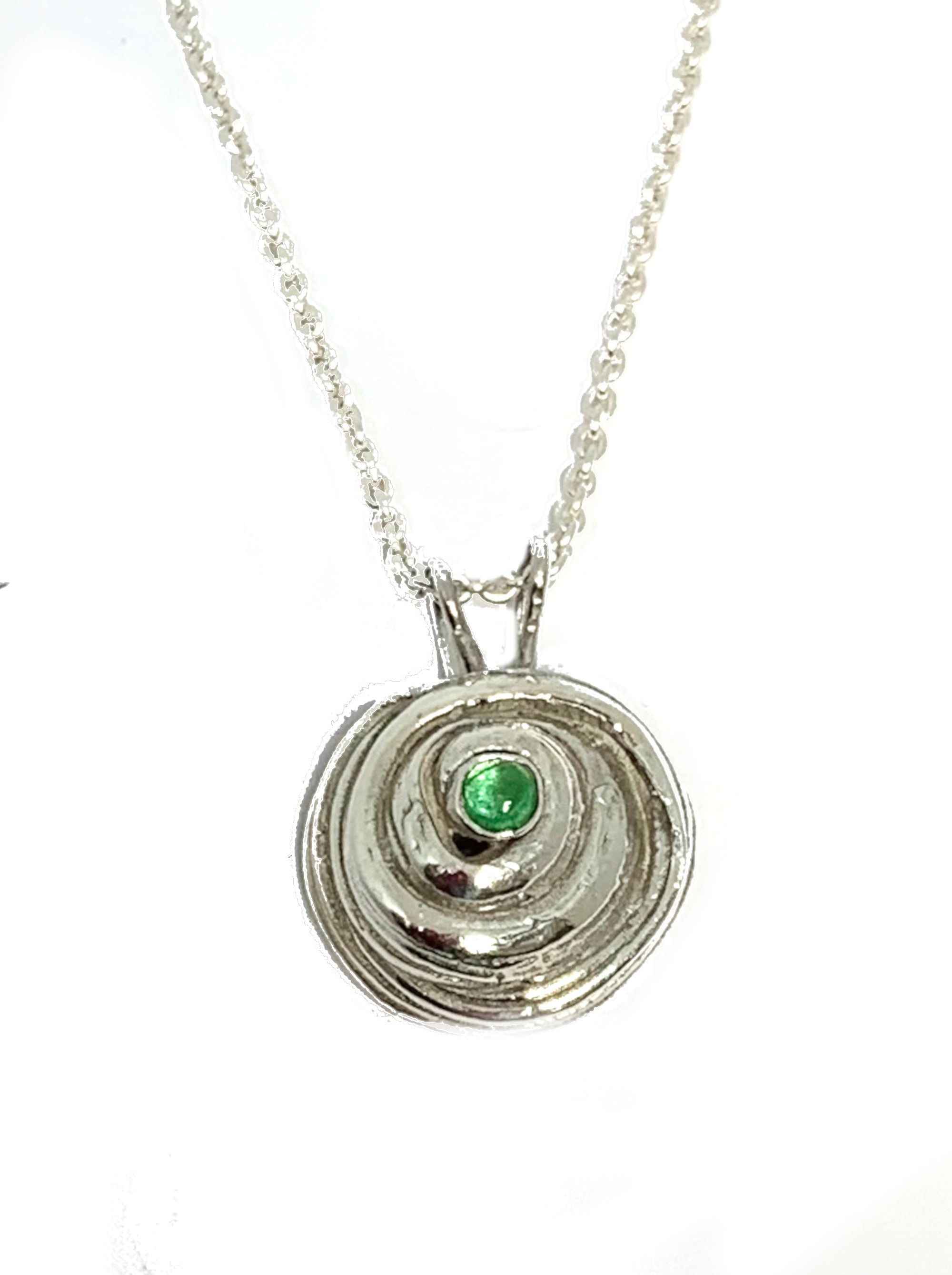 Emerald Rose Pendant Necklace in Sterling Silver - Mitsuro Hikime Method