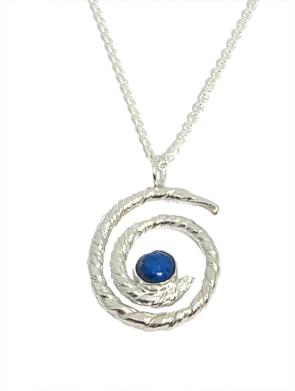 Lapis Lazuli Spiral Pendant Necklace in Sterling Silver