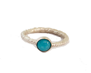 Amazonite Ring with Twisted Mitsuro Hikime Band