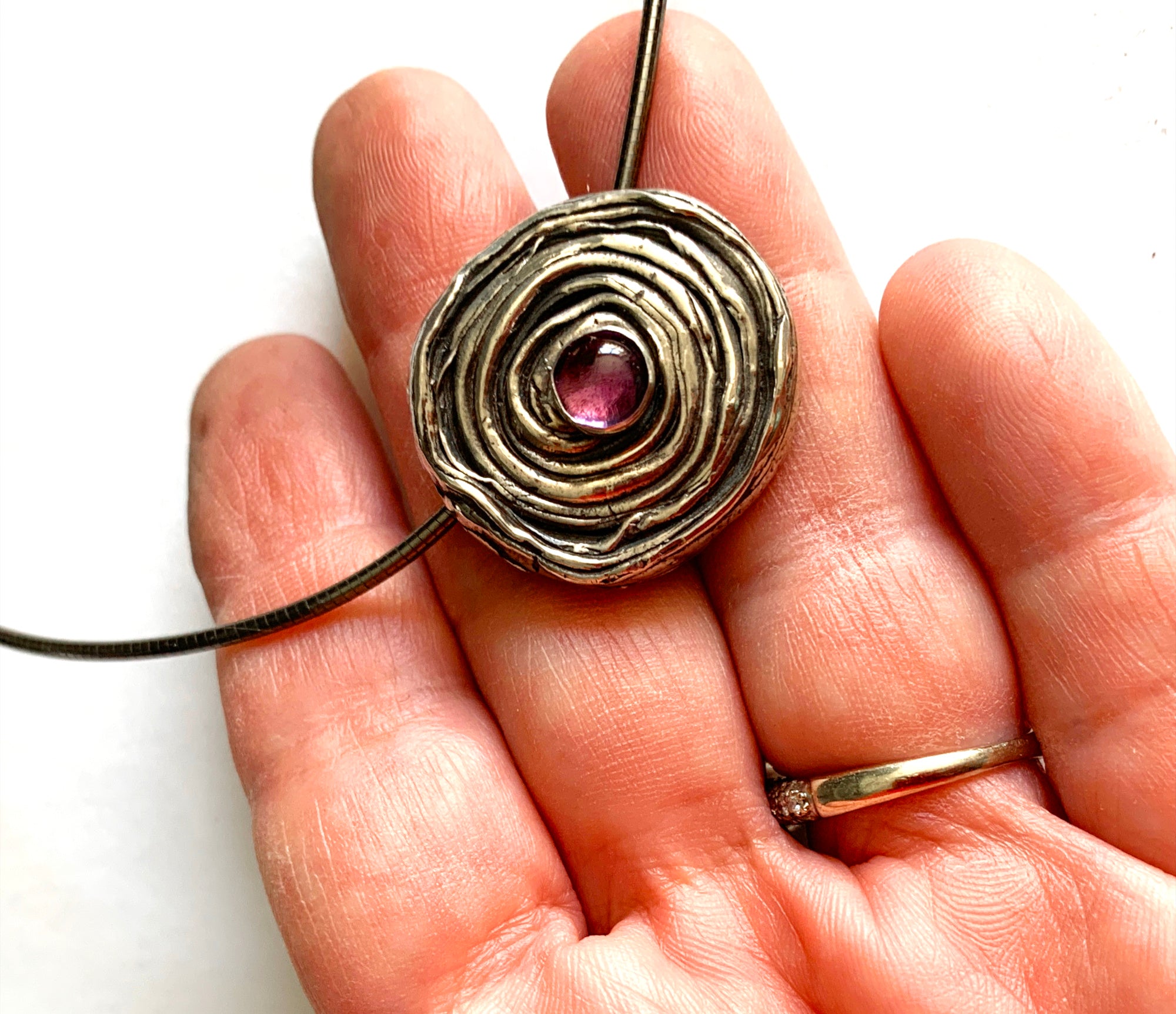 Amethyst Rose Pendant Necklace in Sterling Silver