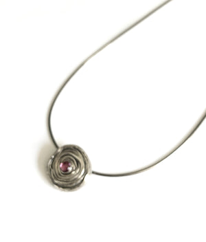 Amethyst Rose Pendant Necklace in Sterling Silver