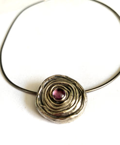 Amethyst Rose Pendant Necklace in Sterling Silver