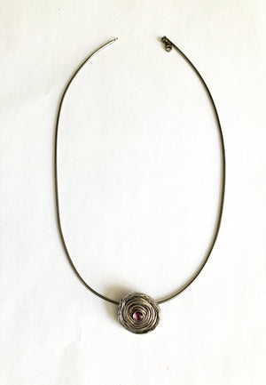 Amethyst Rose Pendant Necklace in Sterling Silver
