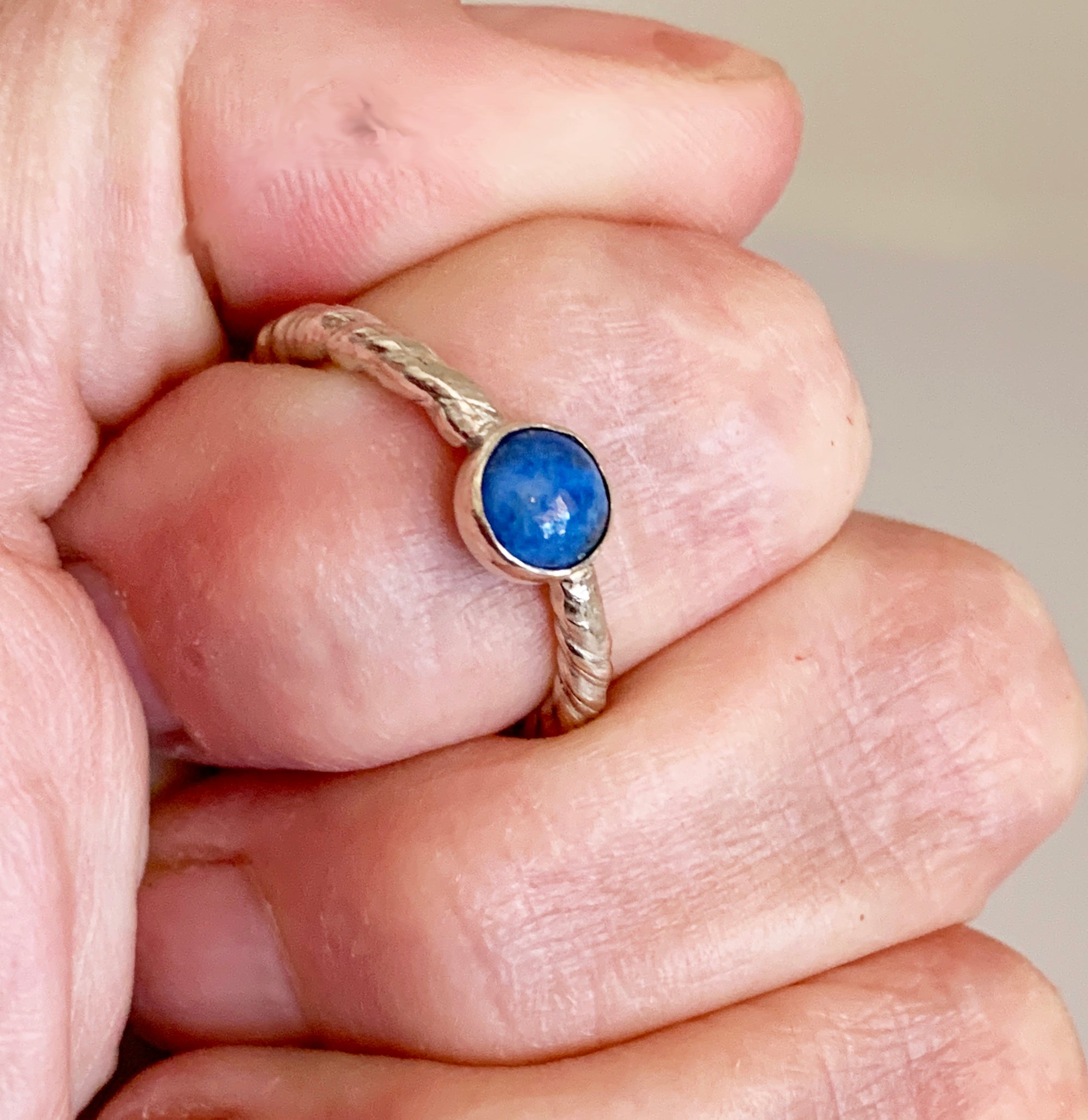 Lapis Lazuli Ring with Twisted Mitsuro Hikime Band