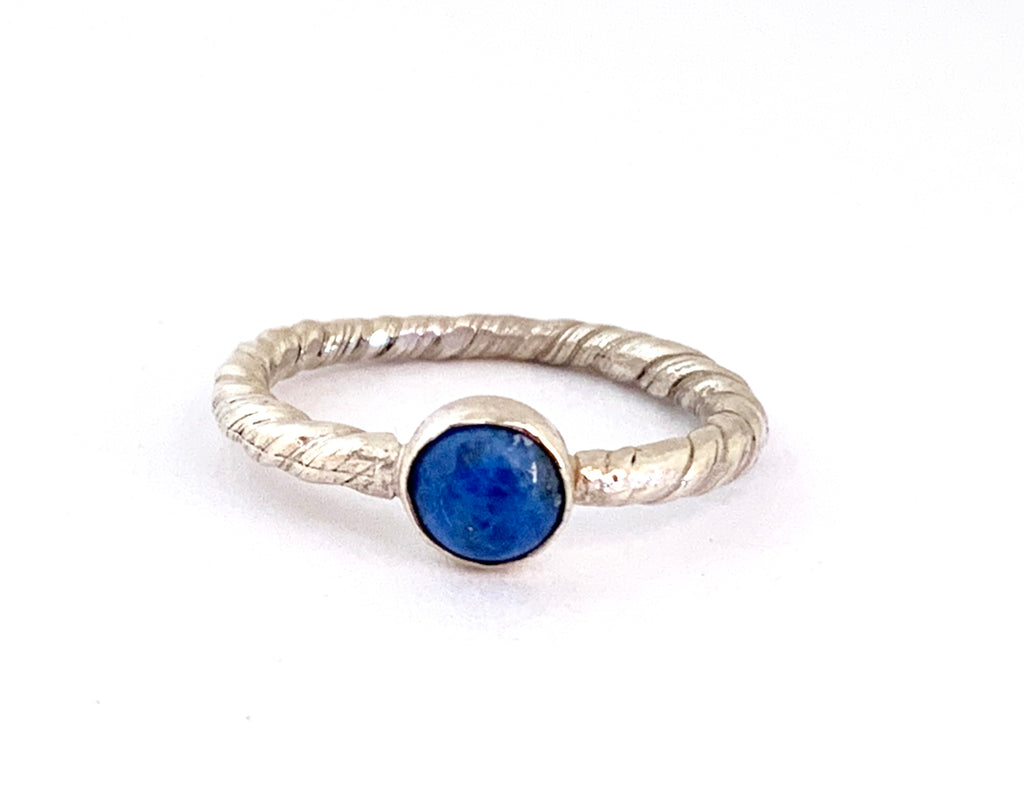 Lapis Lazuli Ring with Twisted Mitsuro Hikime Band