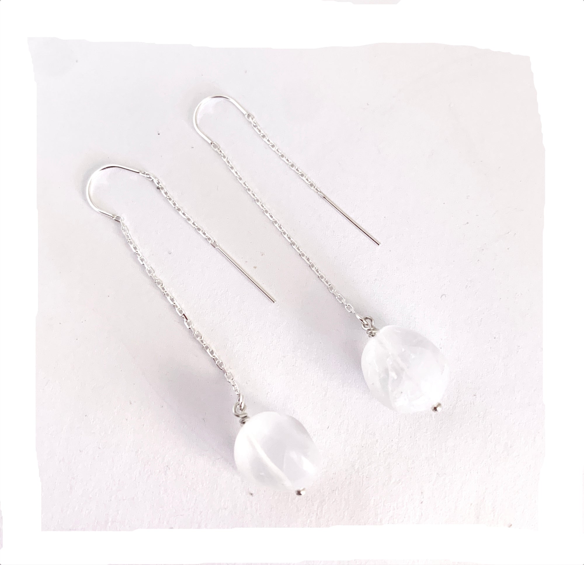 Quartz Threader Earrings in Sterling Silver