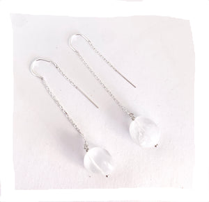 Quartz Threader Earrings in Sterling Silver