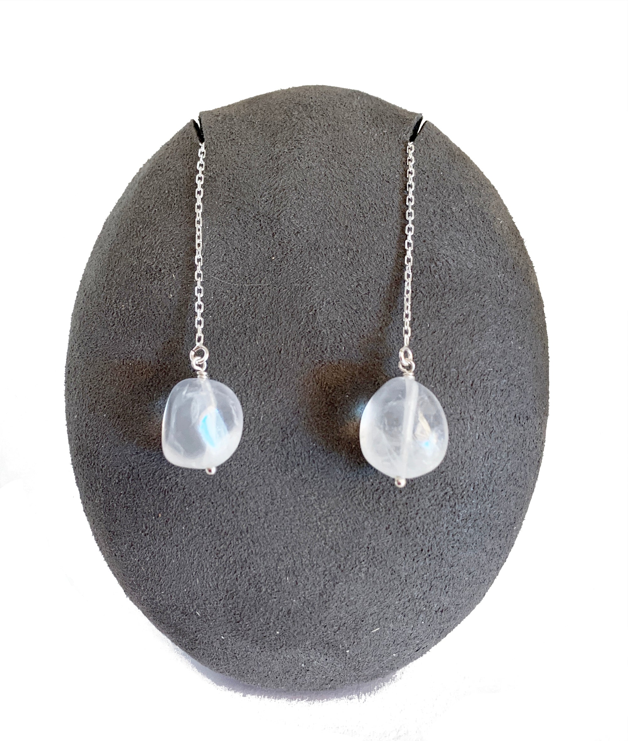 Quartz Threader Earrings in Sterling Silver