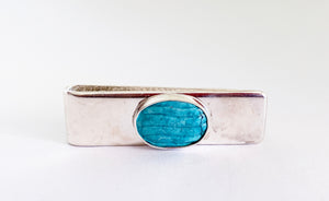 Sterling Silver Money Clip with Carved Turquoise