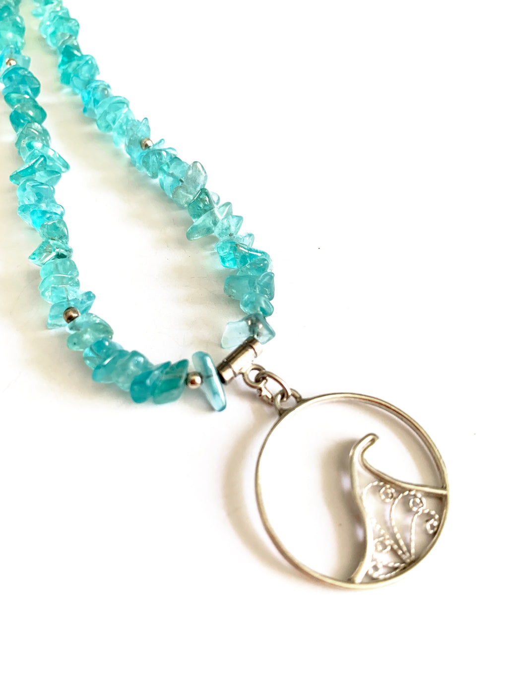 Filigree Wave Pendant with Apatite