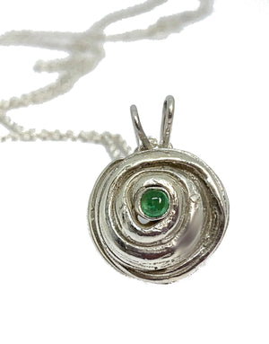 Emerald Rose Pendant Necklace in Sterling Silver - Mitsuro Hikime Method