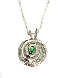 Emerald Rose Pendant Necklace in Sterling Silver - Mitsuro Hikime Method