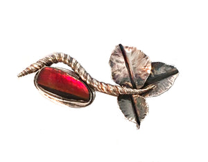 Botanical Ammolite Brooch in Sterling Silver