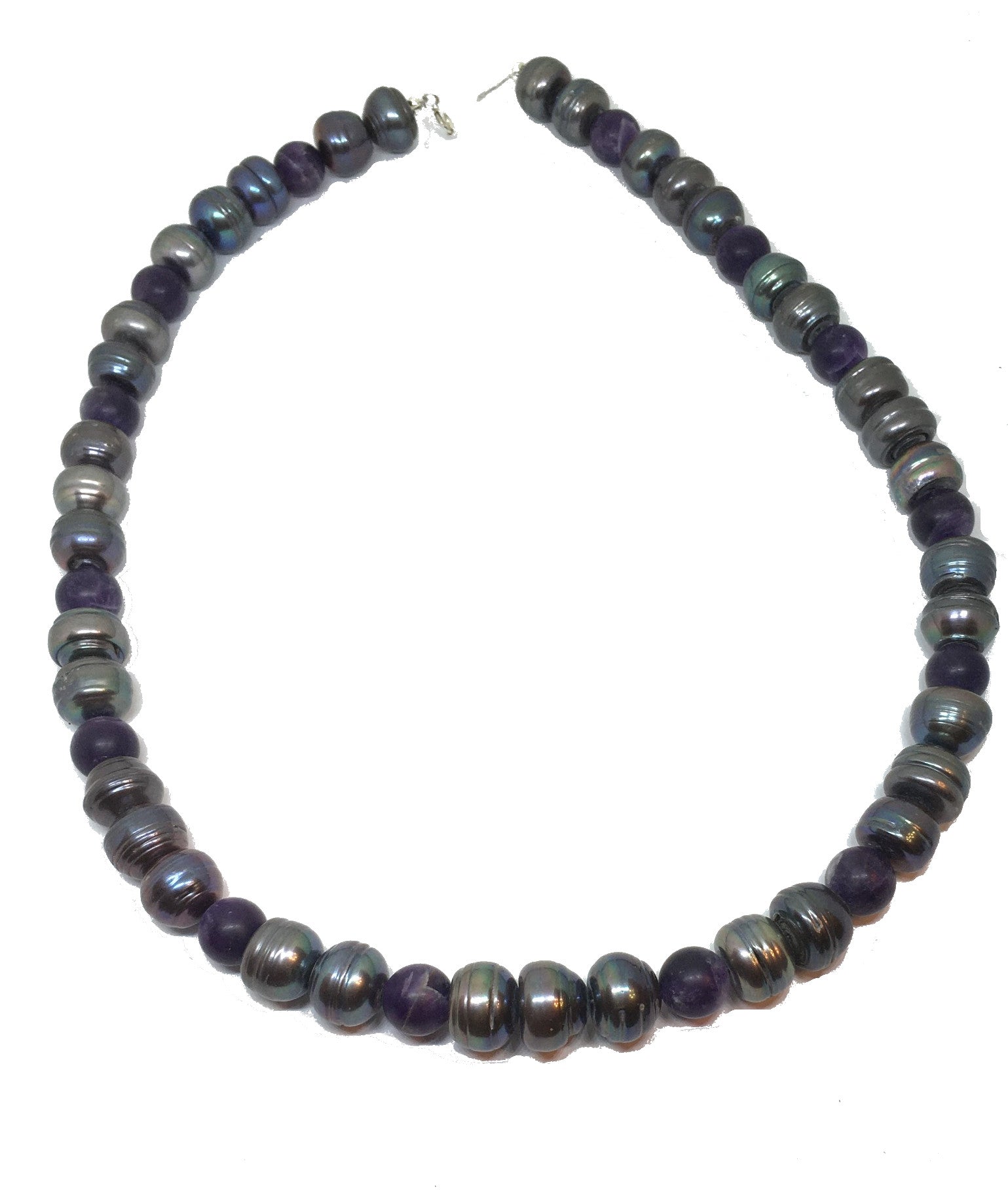 Amethyst and Baroque Freshwater Peacock Pearl Necklace