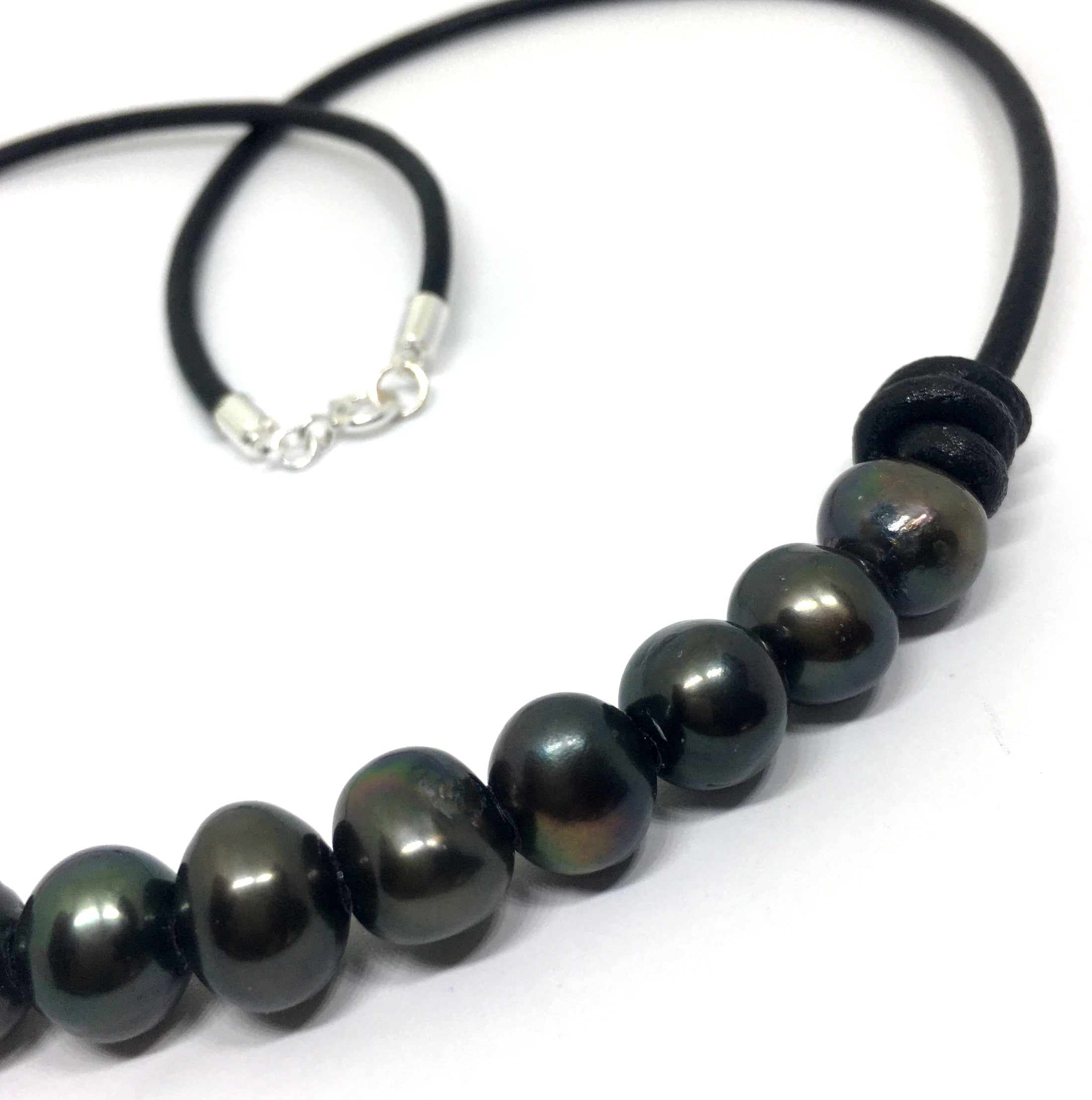 Black Peacock Pearl and Hematite Adjustable Knotted Leather Necklace f –  Sonoran Sky Jewelry