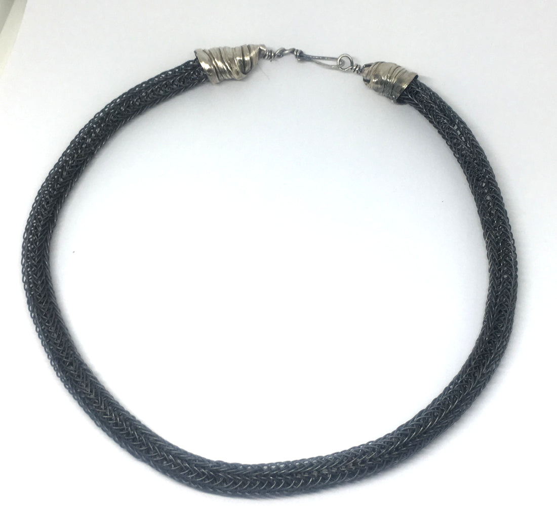 Black Viking Knit Necklace with Mitsuro Hikime