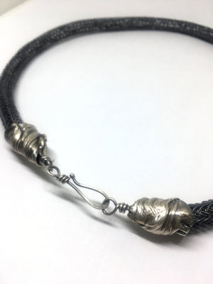 Black Viking Knit Necklace with Mitsuro Hikime