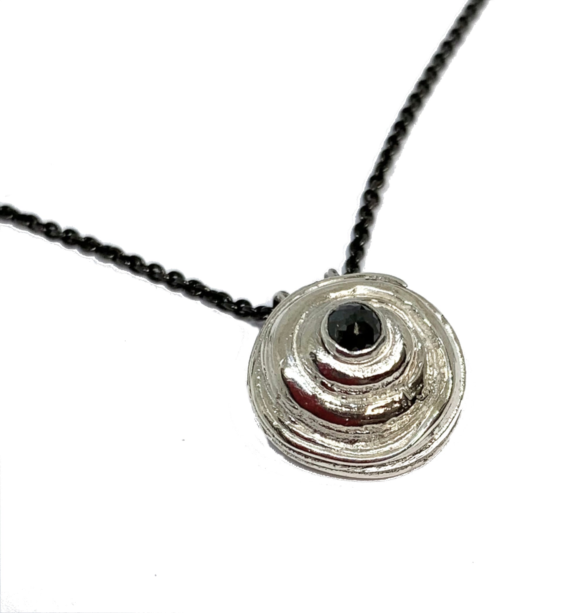 Black Diamond Rose Pendant Necklace in Sterling Silver - Mitsuro Hikime Method