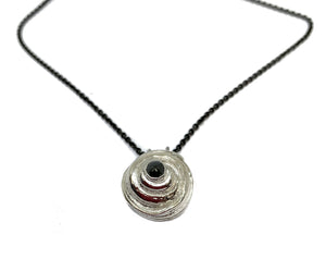 Black Diamond Rose Pendant Necklace in Sterling Silver - Mitsuro Hikime Method