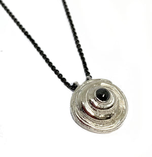 Black Diamond Rose Pendant Necklace in Sterling Silver - Mitsuro Hikime Method