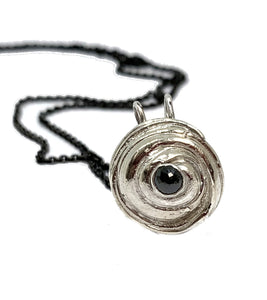 Black Diamond Rose Pendant Necklace in Sterling Silver - Mitsuro Hikime Method