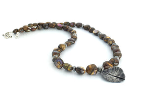 Boulder Opal Necklace with Fold Formed Silver Leaf
