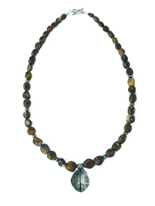 Boulder Opal Necklace with Fold Formed Silver Leaf