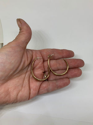Burnished Bronze Bamboo Leaf Semi Hoop Earrings