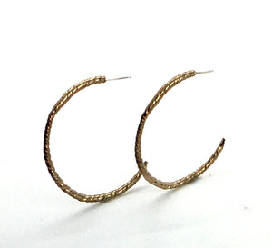 Twisted Bronze Semi Hoop Earrings with Sterling Silver Posts -LG