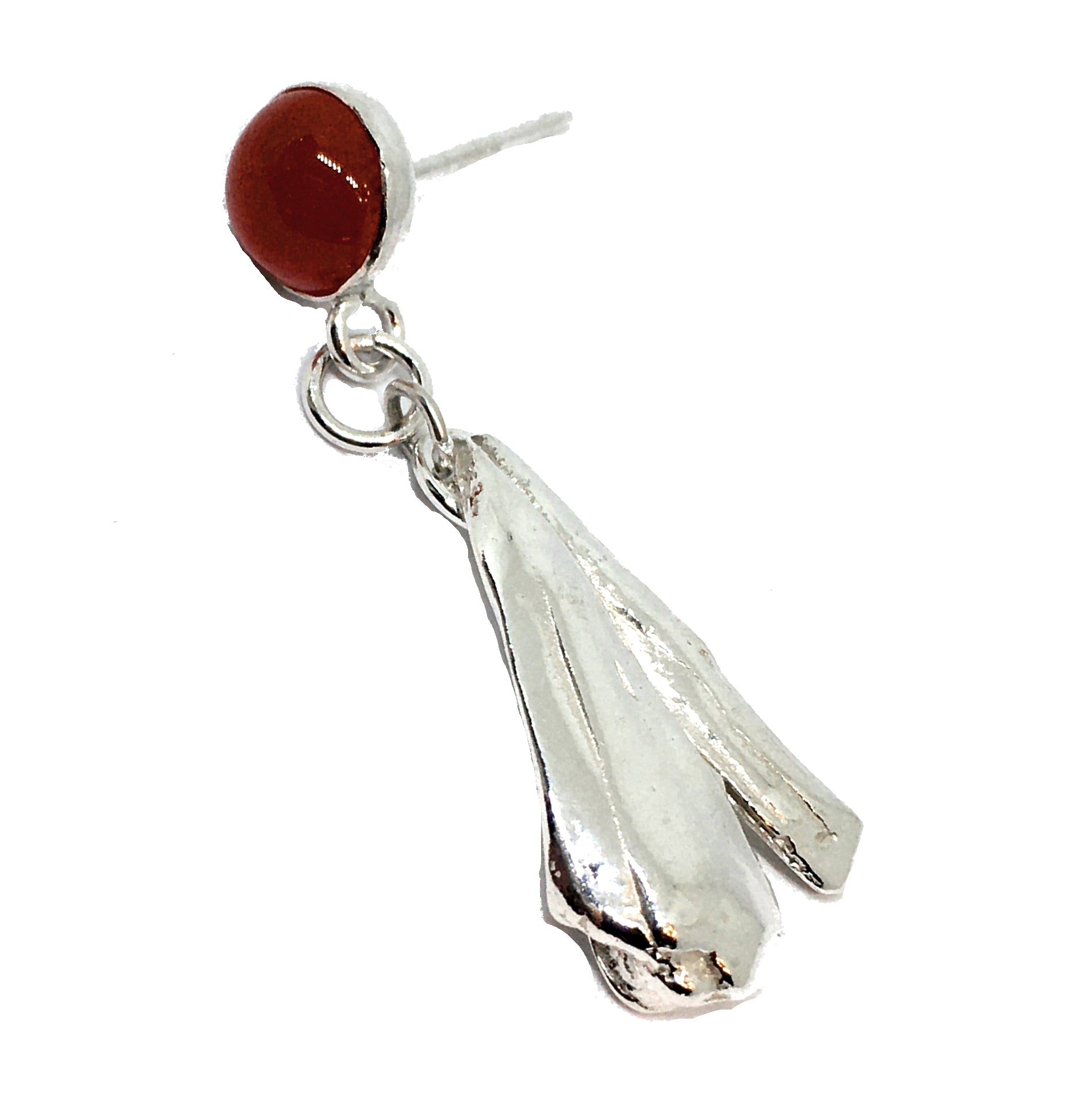 Carnelian Post Earrings with Sterling Silver Mitsuro Hikime Drops