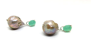 chrysoprase and fireball pearl earrings