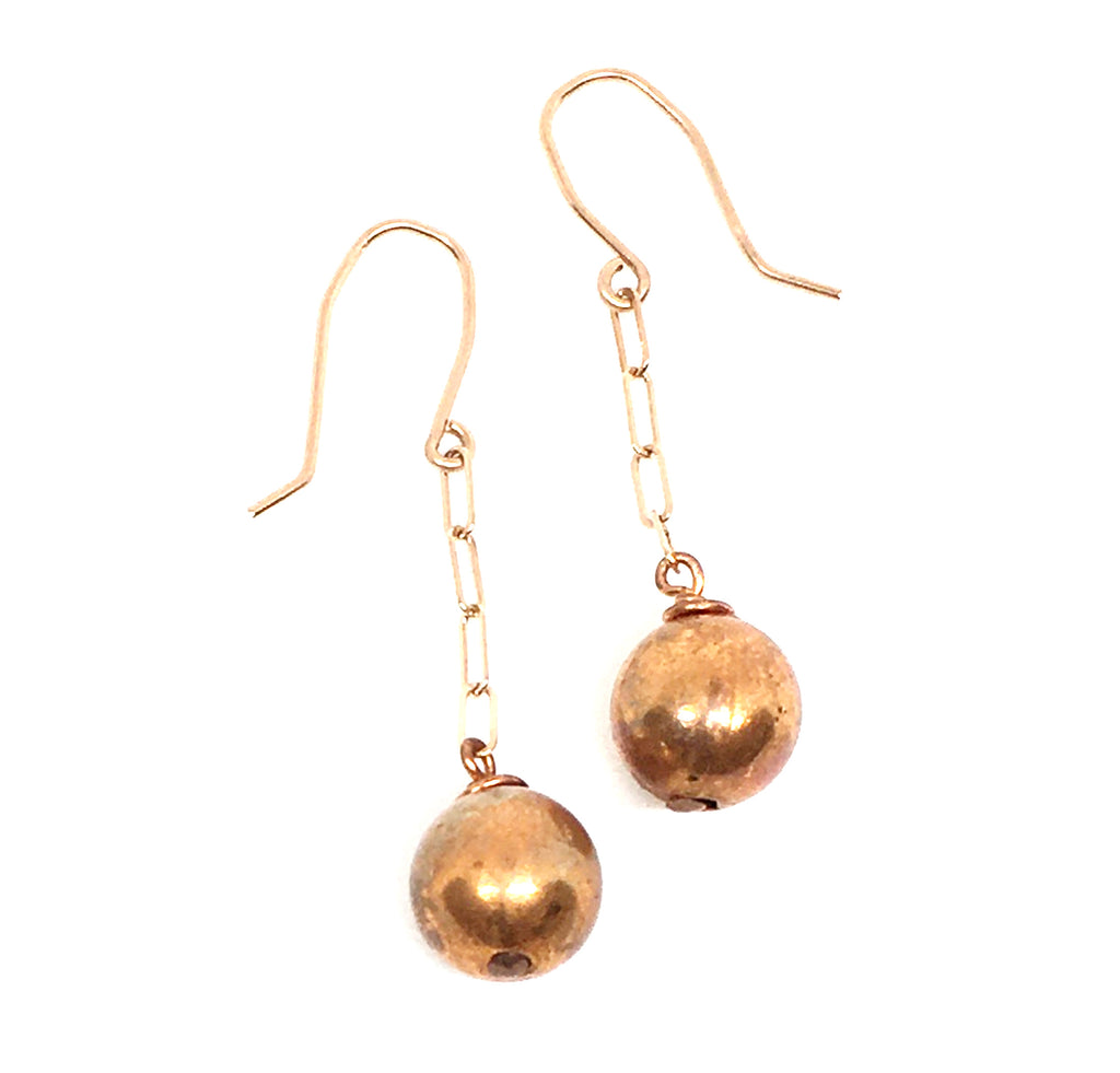 Flame Painted Copper Dangle Earrings