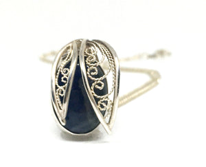 Handmade Silver Filigree and Labradorite Gemstone Pendant Necklace - Hidden Gem Series I