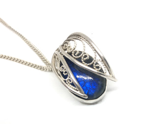 Handmade Silver Filigree and Labradorite Gemstone Pendant Necklace - Hidden Gem Series I