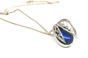 Handmade Silver Filigree and Labradorite Gemstone Pendant Necklace - Hidden Gem Series I