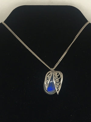 Handmade Silver Filigree and Labradorite Gemstone Pendant Necklace - Hidden Gem Series I