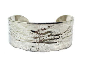 Handforged wide sterling silver cuff