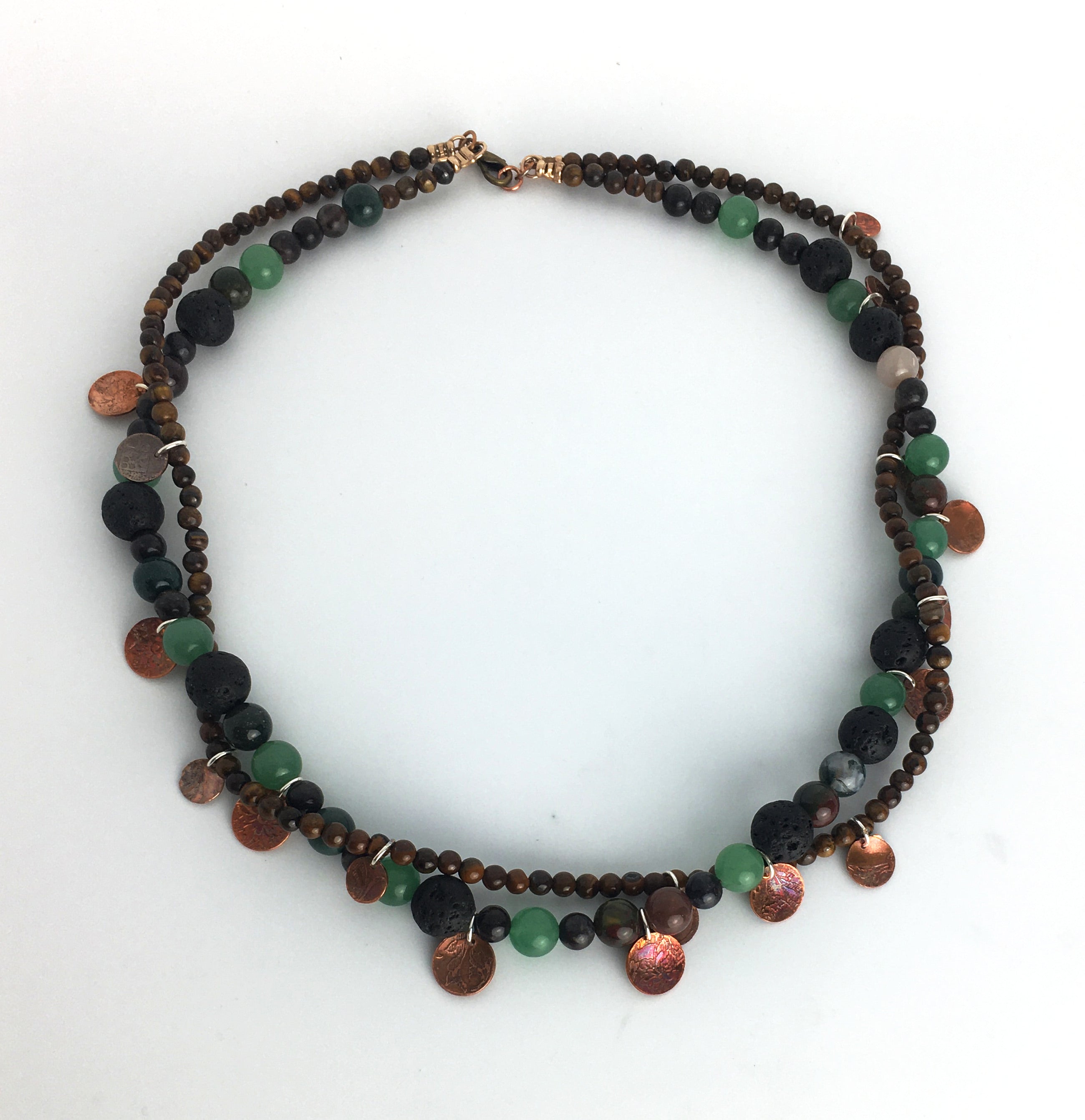 Mixed Two Strand Gemstone Necklace with Sustainably Etched Copper