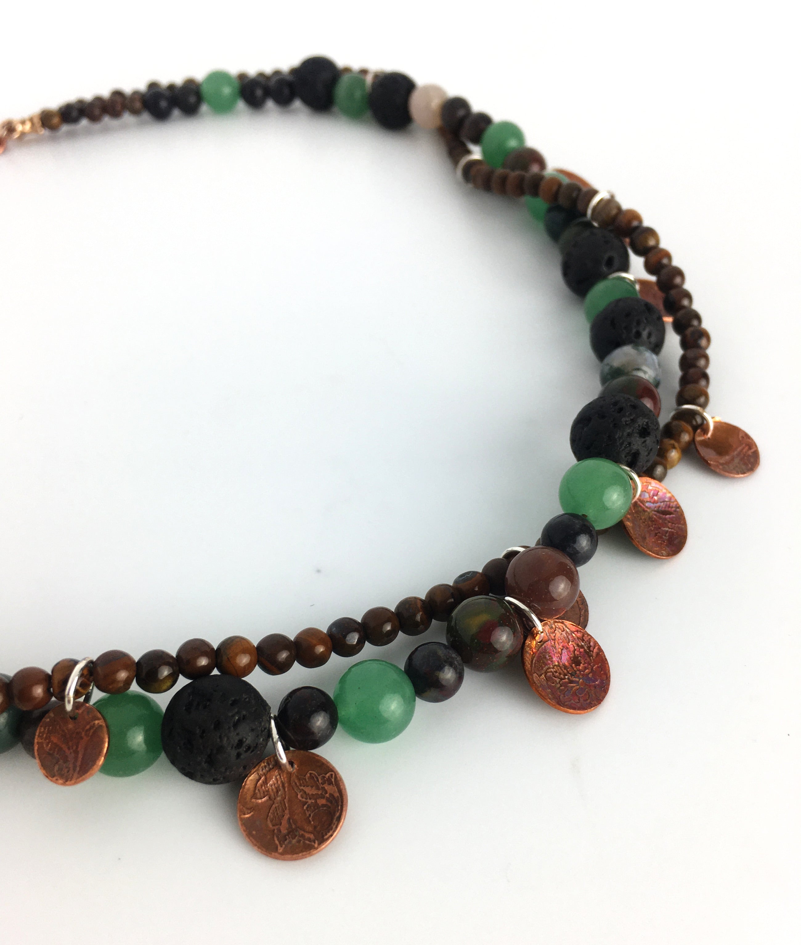 Mixed Two Strand Gemstone Necklace with Sustainably Etched Copper