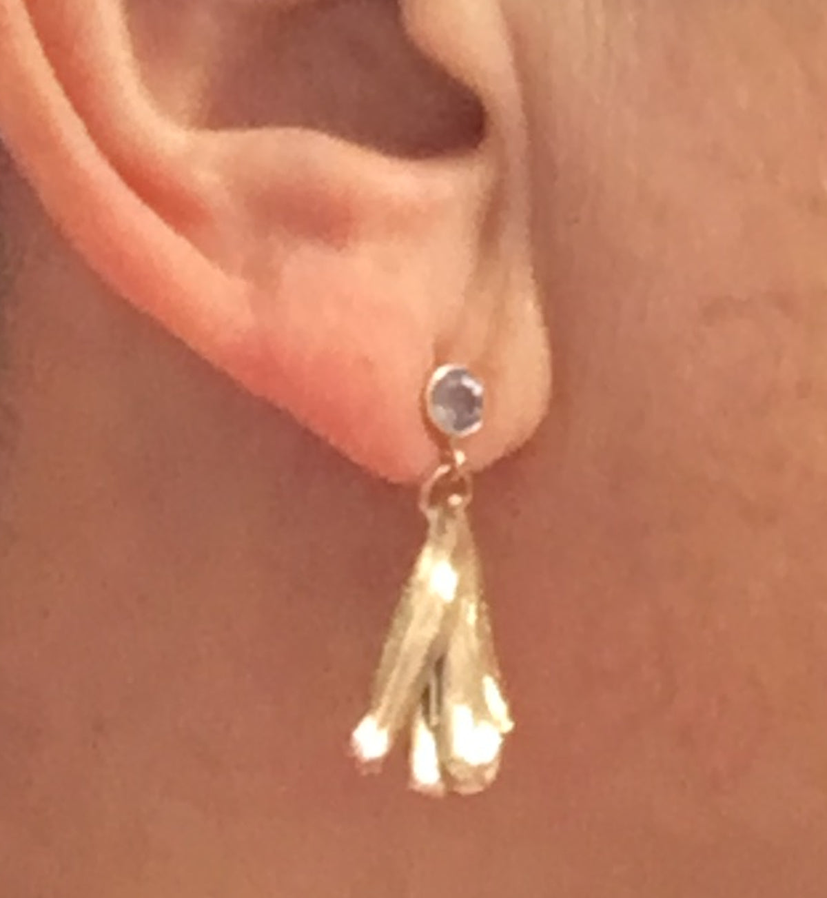 Aquamarine and 14K Yellow Gold Mitsuro Hikime Dangle Earrings