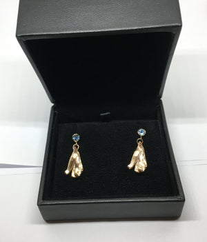 Aquamarine and 14K Yellow Gold Mitsuro Hikime Dangle Earrings