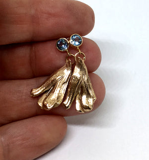 Aquamarine and 14K Yellow Gold Mitsuro Hikime Dangle Earrings