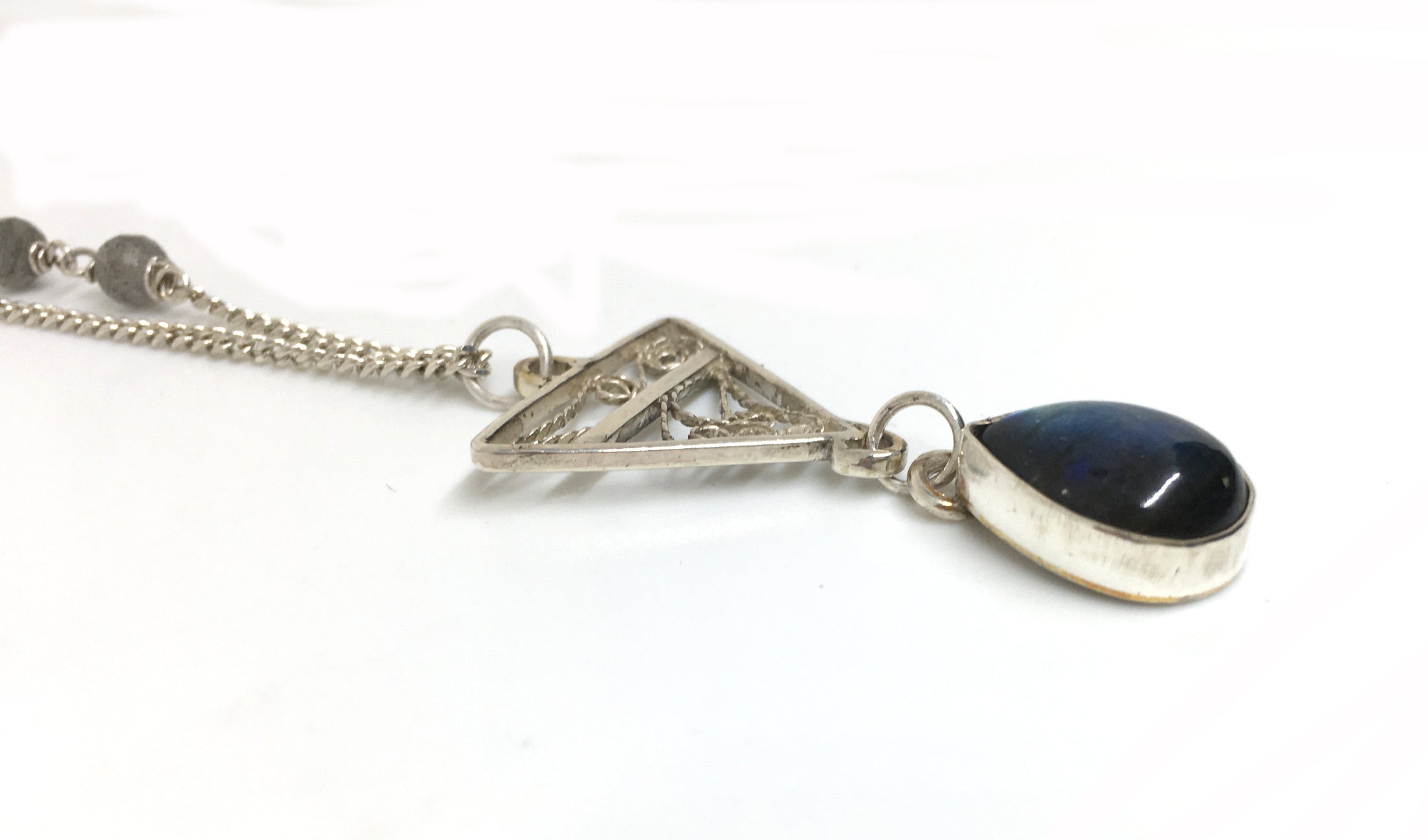 Handmade Filigree Pendant Necklace with Labradorite