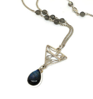 Handmade Filigree Pendant Necklace with Labradorite