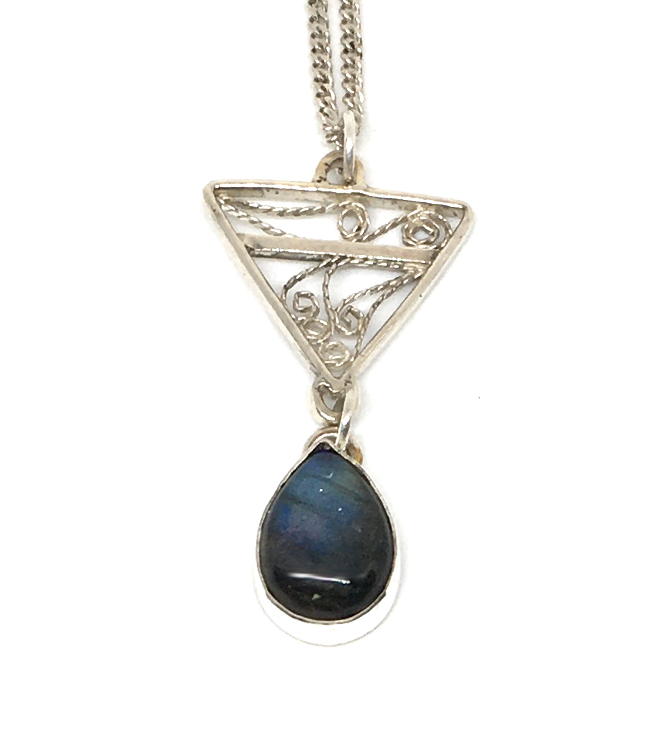 Handmade Filigree Pendant Necklace with Labradorite