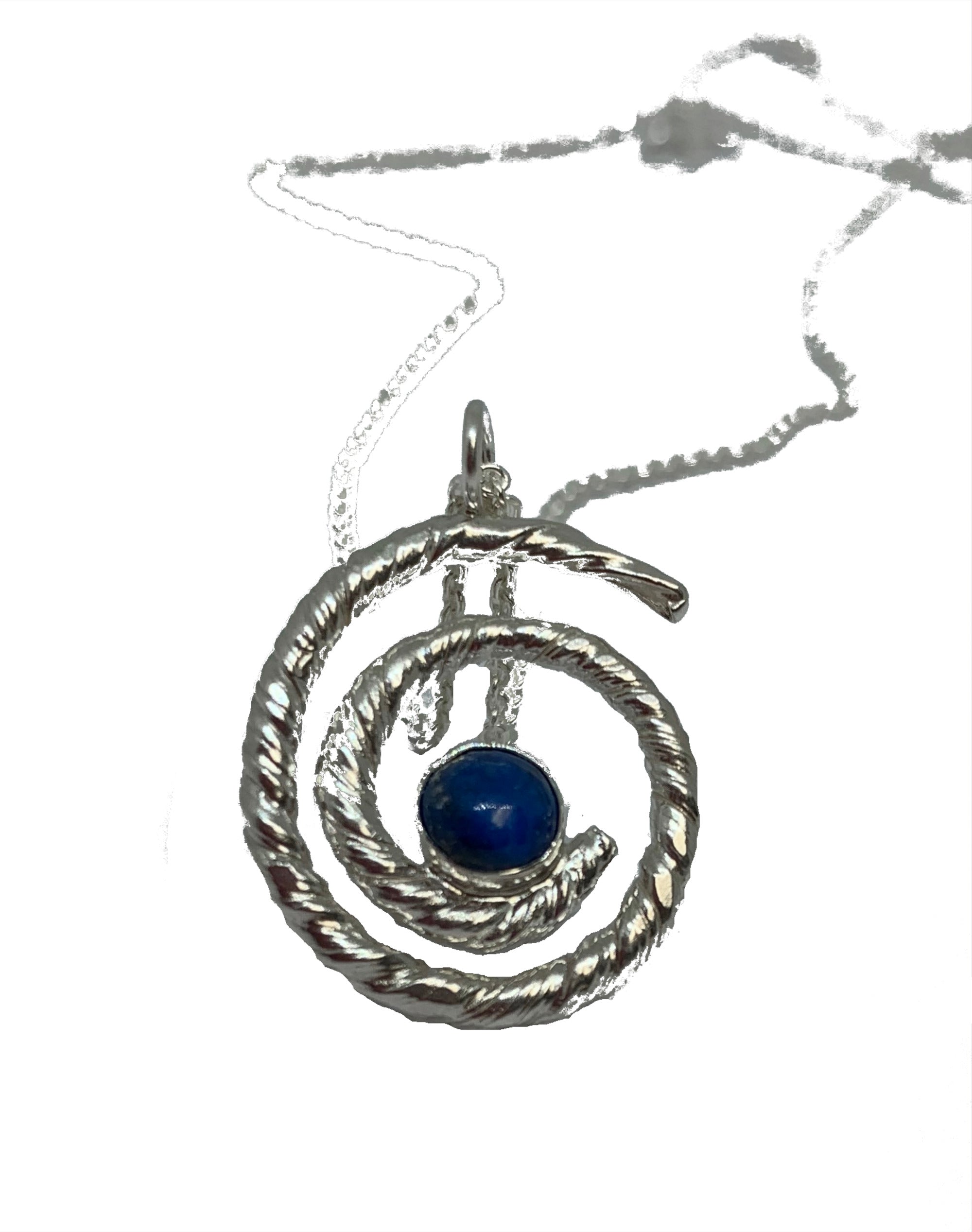 Lapis Lazuli Spiral Pendant Necklace in Sterling Silver