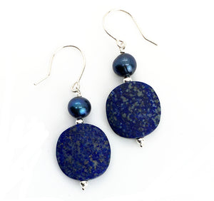 Lapis Lazuli and Peacock Pearl Earrings