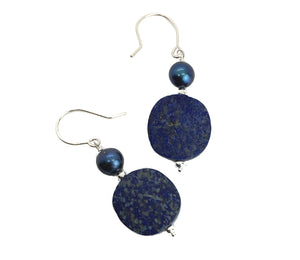 Lapis Lazuli and Peacock Pearl Earrings