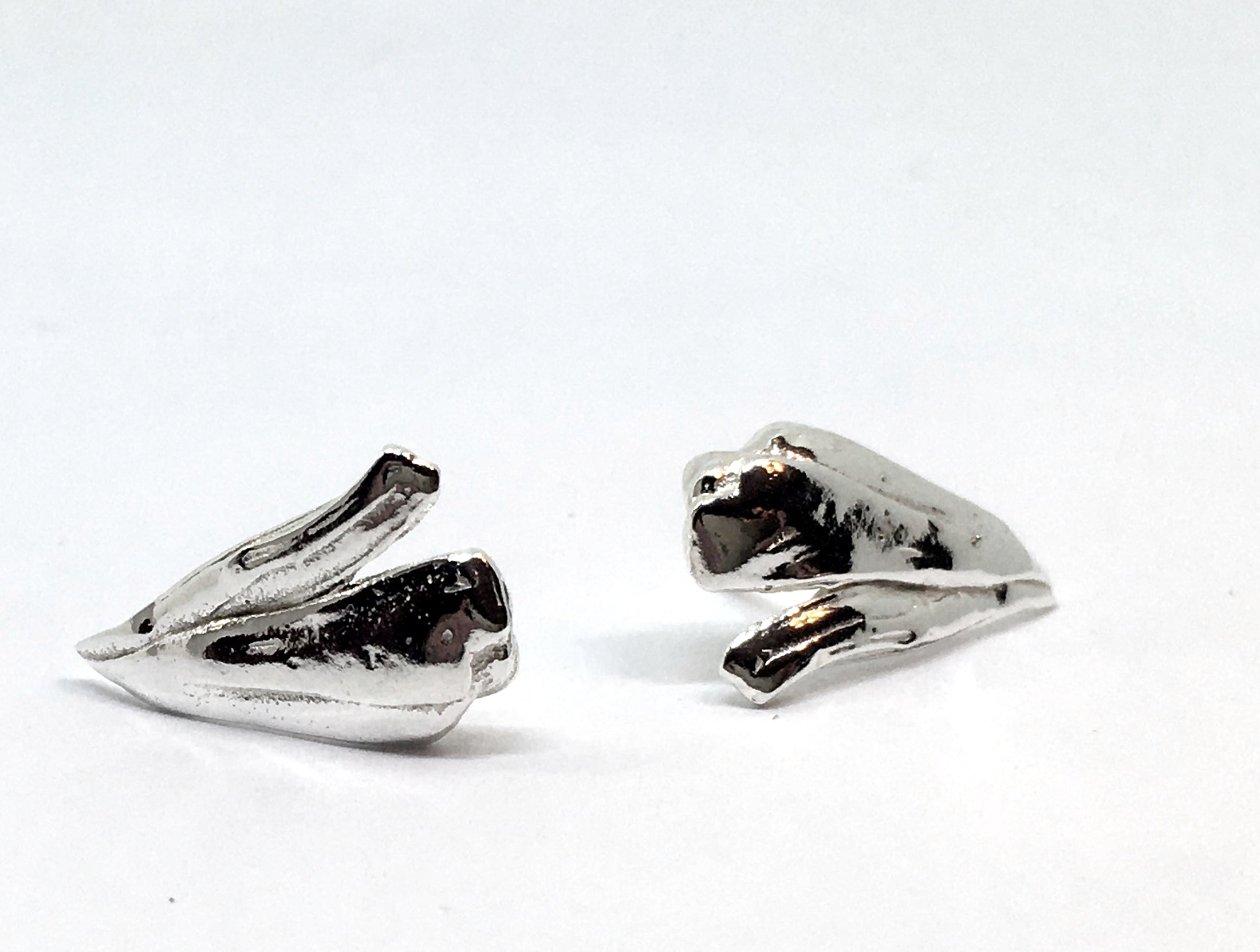 Sterling Silver Flower Petal Stud Earrings - Mitsuro Hikime