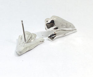 Sterling Silver Flower Petal Stud Earrings - Mitsuro Hikime